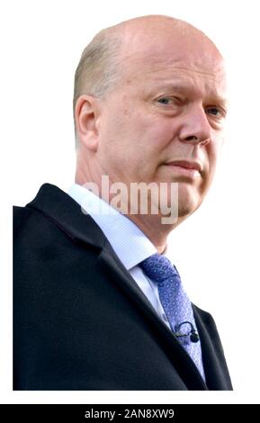 Chris Grayling MP (Conservateur : Epsom et Ewell), Secrétaire aux transports, sur College Green, Westminster, jan 2019 Banque D'Images