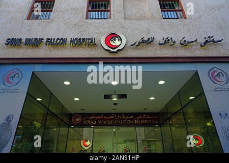 DOHA, QATAR - 12 DEC 2019- situé dans le centre de Doha, le Souk de Falcon est un marché qui vendent du matériel de fauconnerie et oiseaux falcon. Il comprend une f Banque D'Images