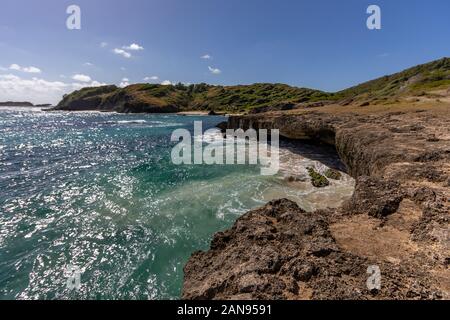 Sainte-Anne, Martinique, Antilles françaises - Cap Ferré - vagues sur les rochers à Pointe La Rose Banque D'Images