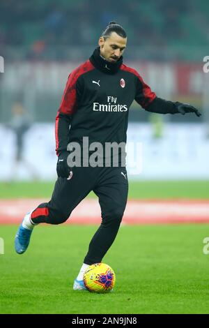 Milano, Italie, 15 janvier 2020. Coupe d'Italie de football Milan vs Spal. Dans la photo : Zlatan Ibrahimovic. Credit : Filippo Rubin / Alamy Live News Banque D'Images