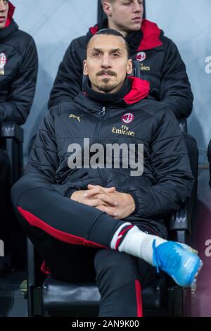 Milano, Italie, 15 janvier 2020. Coupe d'Italie de football Milan vs Spal. Dans la photo : Zlatan Ibrahimovic. Credit : Filippo Rubin / Alamy Live News Banque D'Images