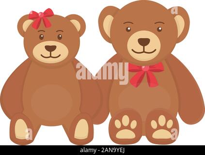 Deux nounours assis ensemble vector illustration sur fond blanc Illustration de Vecteur