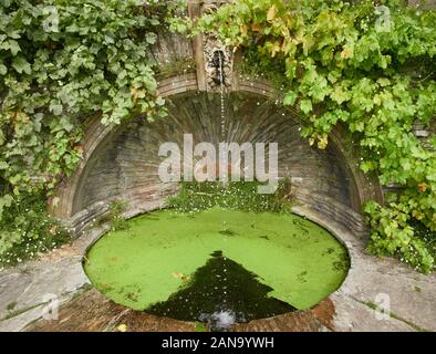 Plan d'eau bassin rond à Hestercombe House et jardins près de Taunton dans le Somerset UK Banque D'Images