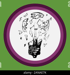 L'ampoule explose et le verre est brisé Illustration de Vecteur