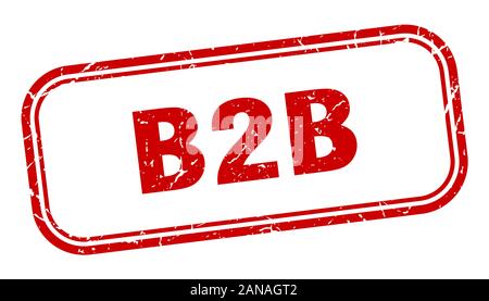 B2b b2b stamp. grunge carrés panneau rouge Illustration de Vecteur