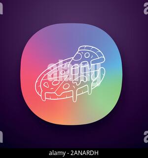 Tranches de pizza icône de l'application. Pizzeria, pizza house, restaurant, café menu. Des plats italiens traditionnels. Restauration rapide livraison. UI/UX interface utilisateur. Site Web ou mobile Illustration de Vecteur