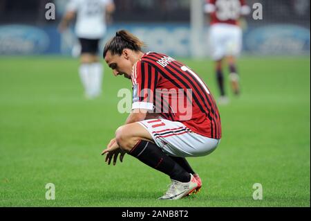 Italie Milan, 28 septembre 2011," G.MEAZZA SAN SIRO -' Stadium, Ligue des champions 2011/2012 , AC Milan - FC Viktoria Plzen : Zlatan Ibrahimovic lors du match Banque D'Images