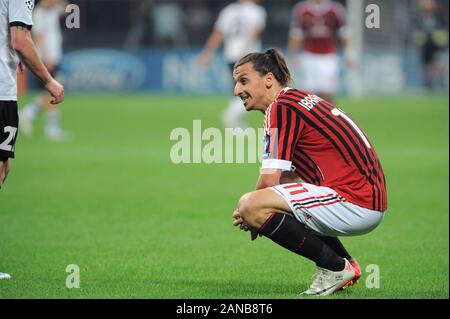 Italie Milan, 28 septembre 2011," G.MEAZZA SAN SIRO -' Stadium, Ligue des champions 2011/2012 , AC Milan - FC Viktoria Plzen : Zlatan Ibrahimovic lors du match Banque D'Images