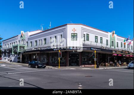 Art Deco Masonic Hotel, par William John Prouse et Norman Wilson, 1932, Napier, Hawke's Bay, île du Nord, Nouvelle-Zélande Banque D'Images