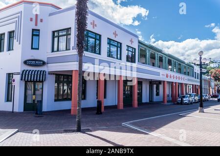 Art Deco Masonic Hotel, par William John Prouse et Norman Wilson, 1932, Napier, Hawke's Bay, île du Nord, Nouvelle-Zélande Banque D'Images