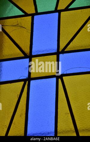 Vitraux à l'intérieur de l'église de puits de Jacob Naplouse Cisjordanie Banque D'Images