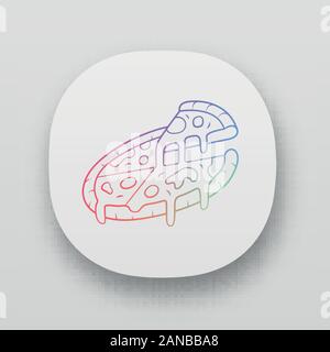 Tranches de pizza icône de l'application. Pizzeria, pizza house, restaurant, café menu. Des plats italiens traditionnels. Restauration rapide livraison. UI/UX interface utilisateur. Site Web ou mobile Illustration de Vecteur