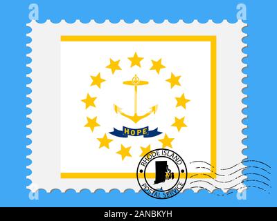 Drapeau de l'État du Rhode Island des États-Unis avec vecteur de timbre de stade Illustration de Vecteur