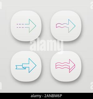 En avant les icônes des flèches. Points, ondulé, pliage, près de l'avant, les flèches. Déplacement vers la direction. Flèche indiquant. UI/UX interface utilisateur. Ou Web mob Illustration de Vecteur