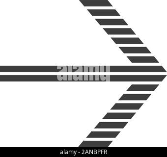 Glyphe de flèche à rayures icône. Indicateur de marche avant, virage à droite. Inscrivez-pointeur. Ensuite, l'avant. Curseur de navigation. Triangle indiquant la droite. Silhouette sy Illustration de Vecteur