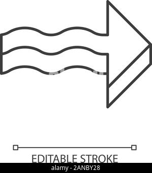 Flèche ondulée 3d icône linéaire. Déplacement vers la direction. Flèche pointant vers le bas. Indicateur de navigation. Direction se déplacer. Fine ligne illustration. Symbole de contour. Vect Illustration de Vecteur
