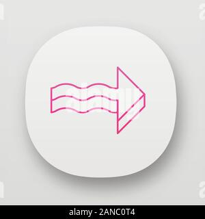 Flèche ondulée 3d'icône de l'application. Déplacement vers la direction. Flèche pointant vers le bas. Pointeur de la navigation, de l'indicateur. Symbole indiquant. UI/UX interface utilisateur. Site Web ou mobile Illustration de Vecteur