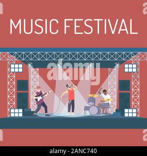 L'affiche du festival de musique modèle de scénario. Concert de rock. Brochure, couverture, Livret, concept design avec télévision illustrations. L'été piscine rockfest Illustration de Vecteur