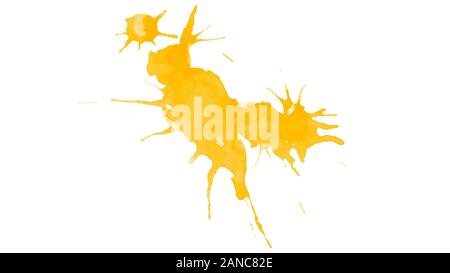 Éclaboussures jaune arrière-plan. Beau jaune pinceau isolés Banque D'Images