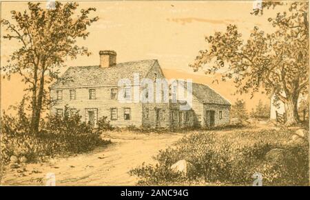 Les maisons de notre forefathersBeing une sélection de la plus ancienne et la plus intéressante des maisons historiques, lieux et noté dans le Maine, New Hampshire et Vermont . Le Peabody HOUSE-HACKETT, Exeter, N. H. C'est sur le côté est de la rivière, près du pont. Il wasprobably construit par le colonel Jos. Hackett vers 1780. C'était par afterwardowned général Peabody. La maison du jambon, Dover, JJ. H. Ce w.tel que construit par Benj. Ham en 1743, et est resté en pos-session de ses descendants jusqu'en 1878. Il est situé sur l'easternside de Central Avenue, non loin de la maison.^ Varney. ^^^^000.- : • ? ? ?j'}- ?*f, DANIEL WEBSTERS NAISSANCE- Banque D'Images