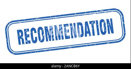 Recommandation stamp. recommandation square panneau bleu grunge Illustration de Vecteur