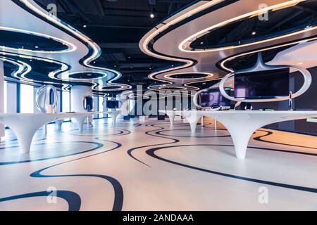 Une vue de l'intérieur du laboratoire de 5G à 31e étage de l'hôtel récemment ouvert Leeza SOHO à Beijing, Chine, 2 décembre 2019. La 5G est situé au laboratoire Banque D'Images