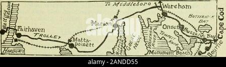 Voyages en Nouvelle Angleterre chariot .. . Mattapoisett signifie lieu de repos Buzzards Bay, Cape Cod Canal et dans les environs sur d'apparition ! À la gare d'attente à New Bedford weboard un début car. Et d'ailleurs nous irons, à long lowbridge, avec une belle vue sur le fort courageux petit Phoenix, andinto l'orme, ses rues ombragées de la happy village de FAIRHAVEN(Tabitha Inn). Ce joli village est le bénéficiaire d'manypriceless des cadeaux de fin d'Henry H. Rogers, qui a donné un highschool, de bonnes routes, de l'église mémorial, inn, Bibliothèque et hôtel de ville. L'œil, laissant peu de vues le vaste étendue de BuzzardsBay, une i Banque D'Images