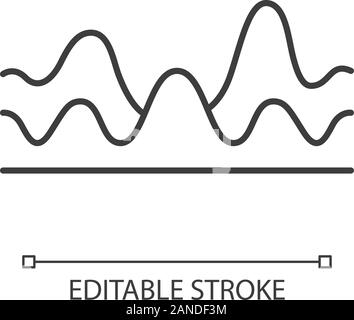 Les vagues qui se chevauchent l'icône linéaire. Fine ligne illustration. Onde sonore à l'effet. Soundwave numérique, d'onde sonore, le rythme. Symbole de contour. Vect Illustration de Vecteur