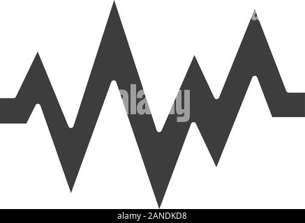 Icône glyphe du rythme cardiaque. Symbole de Silhouette. L'onde sonore et audiovisuelle. Le rythme cardiaque, le pouls. La fréquence de la musique numérique, soundwave. Lecture de bande-son amplitude. Illustration de Vecteur