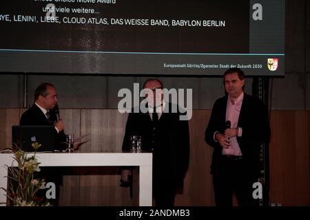 Oberbürgermeister Octavian Ursu ,Stefan Arndt (X Movies), Markus Görsch (MDM) beim Neujahrsempfang der Stadt Coburg dans der Schenckendorff-Turnhalle dans Banque D'Images