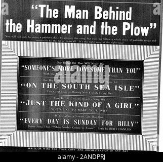 Le New York 37 (mai 1917) . HARRY VON TILZERS NUIT SENSATIONNELLE a frappé. Notre ballade a frappé qui ne sera jamais plus quelqu'un dit que LONESOME VOUS    avec le plus Wonderf^,5^^J ;^^^^^^g.g ; : Notre grand hit chanson Hawaïenne qui a survécu à tous SUR LA MER DU SUD ISLE -ce grand morceau est fait de nouveaux amis chaque jour notre excellente comédie Nouveauté chanson ! - Frapper ------j * ""cuy oong : fairytells JUSTE LE KINO D'UNE FILLE YOUD, COMME POUR RENDRE VOTRE fwiFE Si vous voulez un cri obtenir celui-ci ? Chaque jour EST DIMANCHE POUR BILLY mieux. Fils de Quand Simrlav n" V t-• ?,. Lorsque bunday vient à la ville. Lyric par BERT HANLON Banque D'Images