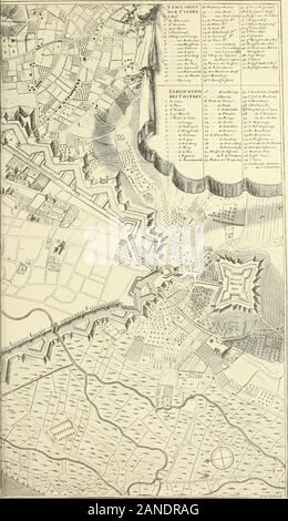 Bruxelles à travers les âges . PLAN DE LA VILLE DE BRUXELLES, ville noble au Duchi N. B. partent où il y a des points a été bombardé en i6g5.. Ïe Brabant, le séjour des princes et les délices des Pays-Bas. A Bruxelles, chez Eugène Fricx, imprimeur du Roi, rue de la Magdelaine. - 1711. - Harrewyn le Jeune fecit. CHAPITRE PREMIER. 65 Vilvorde et y mena même plusieurs prisonniers. L'incontinence après la victoire, le comtede Flandre entra à Bruxelles et descendit au palais ducal, faisant son étendardsur du semoir, le marché devant lhôtel de ville. Le lendemain il changea le magistrat, etconstitua po Banque D'Images