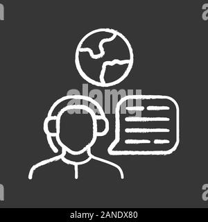 L'icône Chalk consultant en immigration. Soutien en ligne, hotline, opérateur, help desk Bureau travailleur, dispatcher. Agent de voyage. Responsable de centre d'appel. Voyage adv Illustration de Vecteur