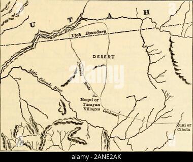 L'histoire du Nevada, du Colorado et du Wyoming, 1540-1888 L'armée canadienne s'est reposé, CaptainGarcia . Lopez de Cdrdenas définis avec douze mento explorer dit river. Certains disent que la direction qu'il tookfrom Moqui était à l'ouest ; c'est intime certains au nord de l'ouest ; je suis porté à ce dernier point de vue.Dans les deux cas, il n'est pas probable que le territorynow appelé Nevada a été saisie, ou qu'un portionof c'était vu par les membres de cette expédition, bien qu'une telle découverte .est possible. Il y a peut-être été expéditions dans les pays les Yutas de Cibola, ou Zuni, de Moqui, oudepuis le pays des Mojaves, dont Banque D'Images