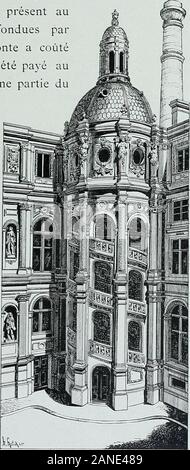 Le nouvel hôtel de ville de Paris, 1872-1900 . rgent du parloir aux bourgeois, du xvf siècle, (parM. Morice), un héraut darmes du XVII siècle,^ (par M. Guilbert),un officier de ville du XVII siècle, (par M. Antonin Cariés). Etainsi, dans la garde du Palais municipal, serattache pittoresquement this aupassé. Les statues ont été fondues parMM. Molze et Tassel ; la fonte a coûté fr22.700. Asculpteur ; chaque modèle 5,000 fr. La deuxièmeguichet est formée dun pla-fond et de deux grandes baiesdonnant accès dune partaux deux escaliers, dits-esca- liers Henri II, dont la déco-ration sculpturale Banque D'Images