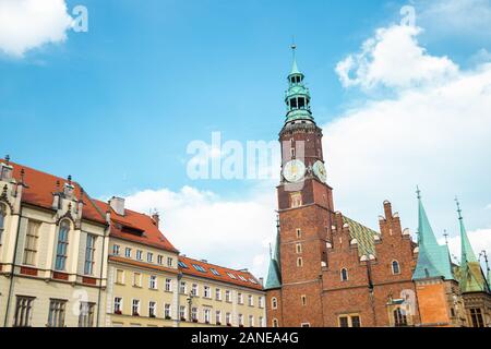 Place du marché, Ancien hôtel de ville de Wroclaw, Pologne Banque D'Images