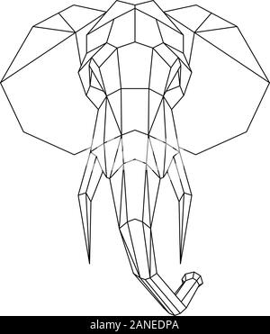 Tête polygonale Résumé de l'éléphant. Illustration vecteur géométrique. Illustration de Vecteur