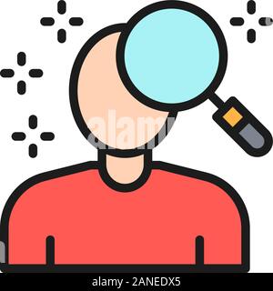 Recherche de personne, font face à l'icône de la ligne de couleur de vérification. Illustration de Vecteur