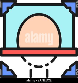 Personne face à la numérisation, l'identification biométrique télévision couleur ligne icône. Illustration de Vecteur