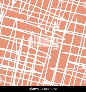 Vector hand drawn doodle griffonnés en lignes diagonales criss cross design. Motif transparent sur fond rose. Super pour la texture, bien-être, sports Illustration de Vecteur