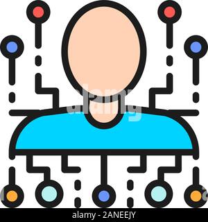 La personne, robot, intelligence artificielle télévision couleur ligne icône. Illustration de Vecteur