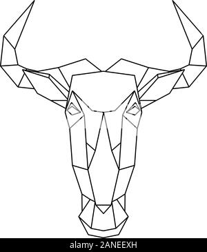 Résumé de l'Afrique de tête polygonale bull, le gnou bleu. Illustration vecteur géométrique. Illustration de Vecteur