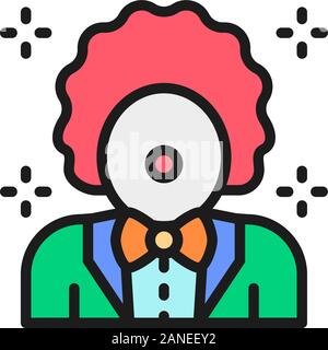 Vector clown, animateur de télévision cirque l'icône de la ligne de couleur. Illustration de Vecteur
