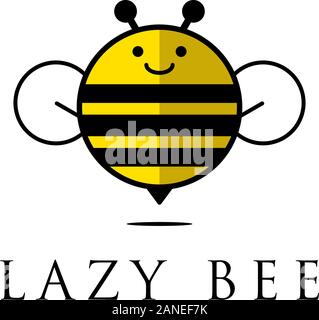 Lazy bee logo design, inspiration logo animal mignon Illustration de Vecteur