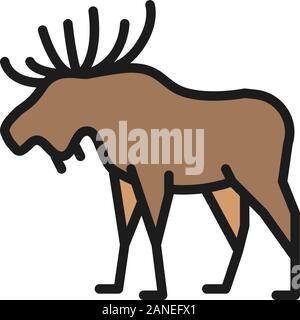 Le wapiti, le cerf de scénario télévision couleur ligne icône. Illustration de Vecteur
