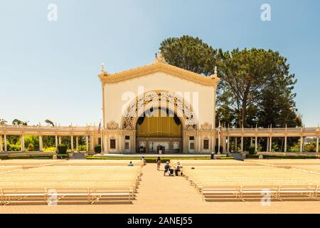 San Diego, Californie/USA - 12 août 2019 La Spreckels Organ Pavilion, situé au coeur du Parc de Balboa et est le théâtre d'une grande variété o Banque D'Images