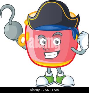 Une main fraîche tambour rouge chinois Pirate personnage wearing hat Illustration de Vecteur