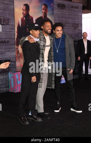 14 janvier 2020, Los Angeles, CA, USA : LOS ANGELES - jan 14 : Jaden Smith, Will Smith, Trey Smith à la ''Bad Boys pour la vie'' en première mondiale au théâtre chinois de Grauman, IMAX le 14 janvier 2020 à Los Angeles, CA (crédit Image : © Kay Blake/Zuma sur le fil) Banque D'Images