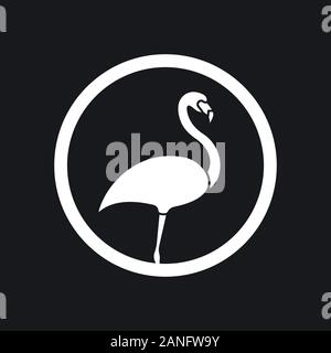 Flamingo, l'icône d'illustration vectorielle, minimaliste, symbole d'oiseau Illustration de Vecteur