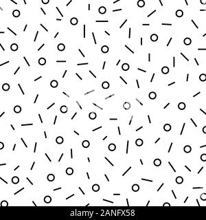 Abstract trait noir Lignes et cercles pattern isolé sur fond blanc. minimal memphis style. Vector illustration Illustration de Vecteur